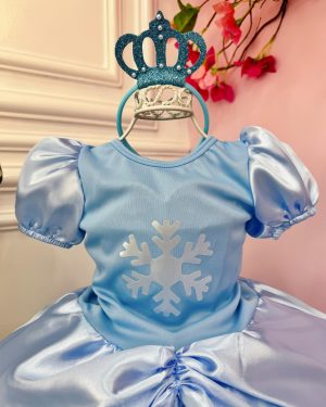 Fantasia Infantil Frozen Elsa Anna Princesas C/ Tiara Festas