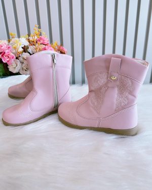 Bota infantil Boiadeira Texana Rosa Claro Com Zíper Luxo