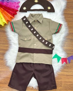 Conjunto Infantil Fantasia Junino Cangaceiro Lampião Marrom