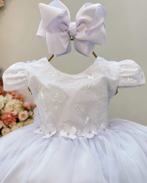 Vestido Infantil Branco Jardim Encantado Festa C/ Renda Luxo