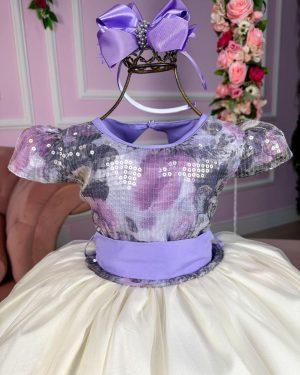 Vestido Marie Saia Off Peito Florido Lilas