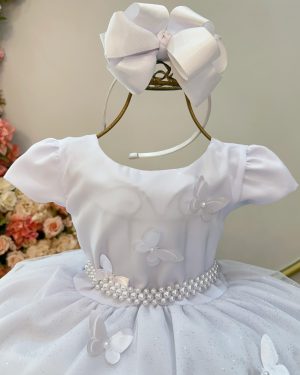 Vestido Infantil Branco Jardim Encantado Festas Luxo
