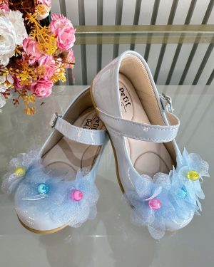 Sapatinho Infantil Azul Claro Verniz Jardim Encantado Luxo