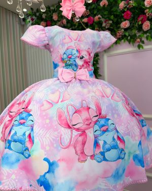 Vestido Tematico Luxo Stitch e Angel Modelo 2
