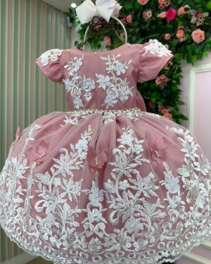 Vestido Marie Jardim Encantado Realeza Rose Renda Branca