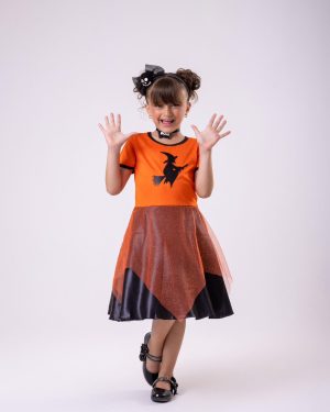 Fantasia Halloween Menina Bruxinha Laranja