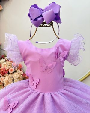 Vestido Infantil Lilás Jardim das Borboletas Festas