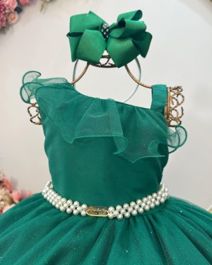 Vestido Infantil Longo Verde Bandeira Luxo Formaturas Daminhas