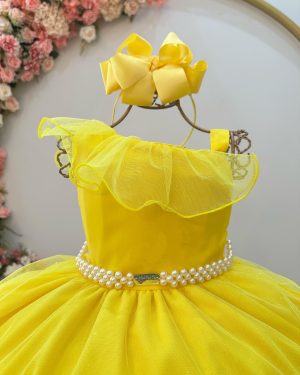 Vestido Infantil Longo Amarelo Luxo Formaturas Daminhas