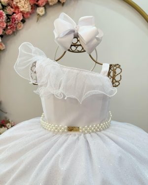 Vestido Infantil Longo Branco Luxo Formaturas Daminhas