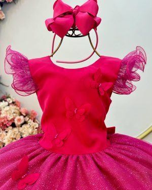 Vestido Infantil Pink Jardim das Borboletas Festas