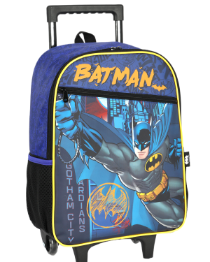 Mochila Infantil C/ Rodinhas Batman Preta e Azul