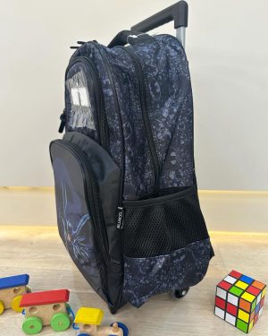 Mochila Infantil Com Rodinhas Batman Preta e Azul