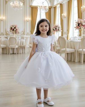 Vestido Infantil Branco Jardim das Borboletas Festas