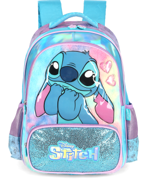 Mochila Infantil Costas da Lilo Stitch e Angel Azul