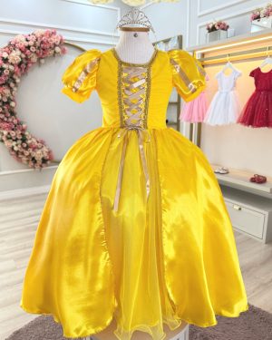 Fantasia Infantil Princesa Bela e a Fera Amarelo Festas