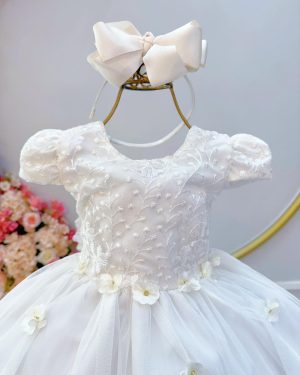 Vestido Infantil Marfim Jardim Encantado C/ Renda Festas