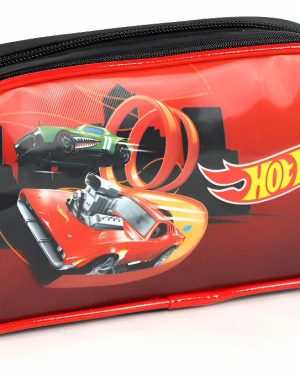 Estojo Escolar Simples do Hotwheels Race Preta e Vermelha