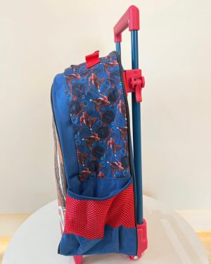 Mochila Infantil Com Rodinhas Homem Aranha Azul e Vermelha