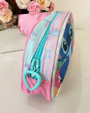 Estojo Escolar Simples da Lilo Stitch e Angel Rosa