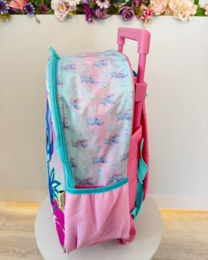 Mochila Infantil C/ Rodinhas da Lilo Stitch e Angel Rosa Tam. 16