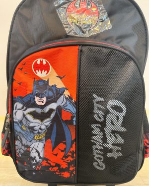Mochila Infantil Com Rodinhas Batman Preta e Vermelha