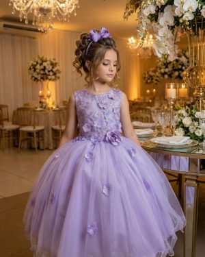 Vestido Juvenil Vila Lele Regata Flores Lilas