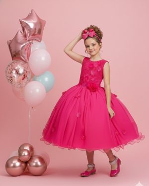 Vestido Juvenil Vila Lele Regata Flores Pink