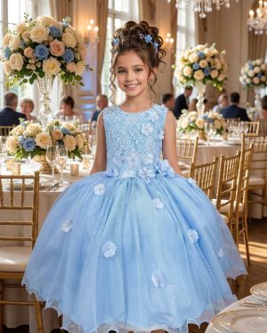 Vestido Juvenil Vila Lele Regata Flores Azul Bebe