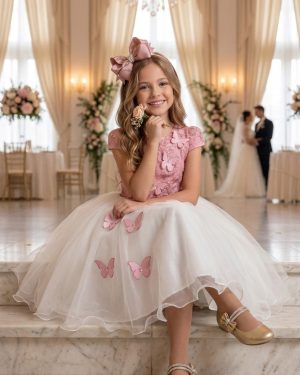 Vestido Juvenil - Midi Vila Lele Sabrina Rose e Off