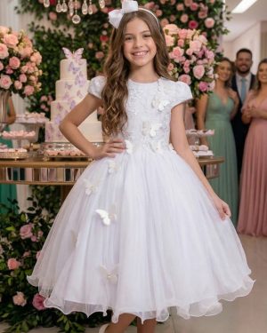 Vestido Juvenil - Midi Vila Lele Sabrina Branco