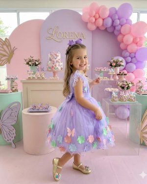 Vestido Marie Jardim Encantado Isis Luxinho Lilas