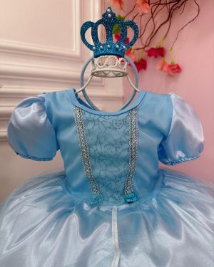 Fantasia Infantil Princesas Frozen C/ Tiara e Luva Luxo