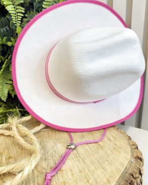 Chapéu Infantil Meninas Boiadeira Texano Branco Festa