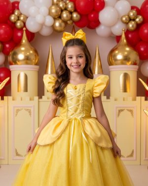 Fantasia/ Vestido Mini Miss Longo Princesa Amarela