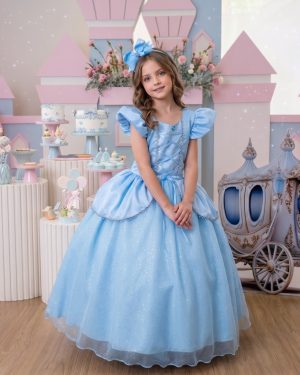 Fantasia/ Vestido Mini Miss Longo Princesa Azul