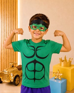 Fantasia Infantil Verde com Mascara Festa