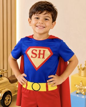 Fantasia Infantil Azul e Vermelha com Capa