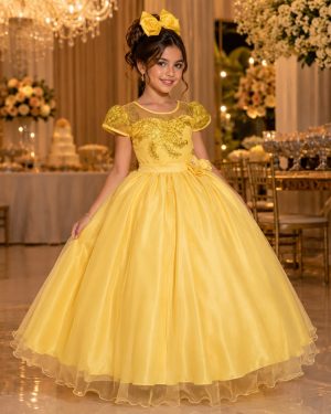 Vestido Mini Miss Longo Carol Amarelo