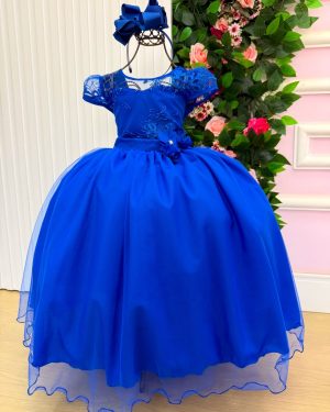 Vestido Mini Miss Longo Carol Azul Royal