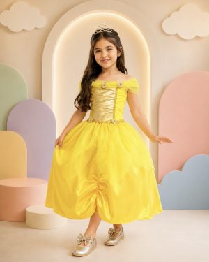Fantasia Infantil Princesa Bela e a Fera Aurora Com Luvas