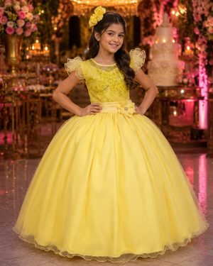 Vestido Mini Miss Longo Suzy Amarelo