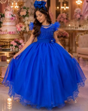 Vestido Mini Miss Longo Suzy Azul Royal
