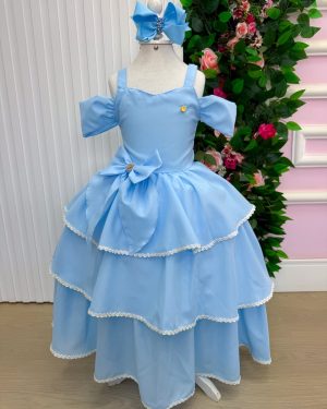 Vestido Banana Club Longo Safira Azul Bebe