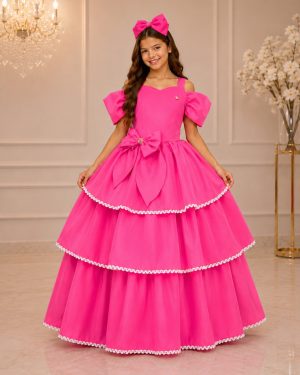 Vestido Banana Club Longo Safira Rosa Chiclete