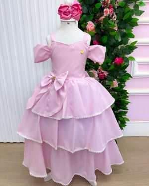 Vestido Banana Club Longo Safira Rosa Bebe