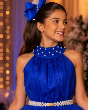 Vestido Banana Club Longo Âmbar Azul Royal
