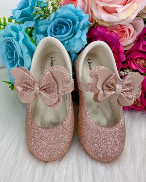 Sapatilha Flor Di MIla Baby Nude - Rose Gliter