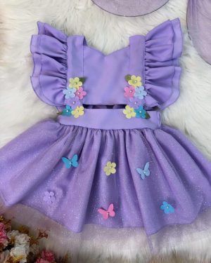 Romper Jardim Encantado Com Asa Lilás Luxo
