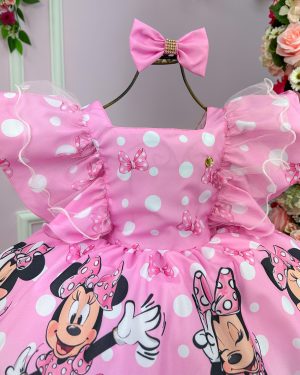 Vestido Temáticos Kids Minnie/Minie Rosa